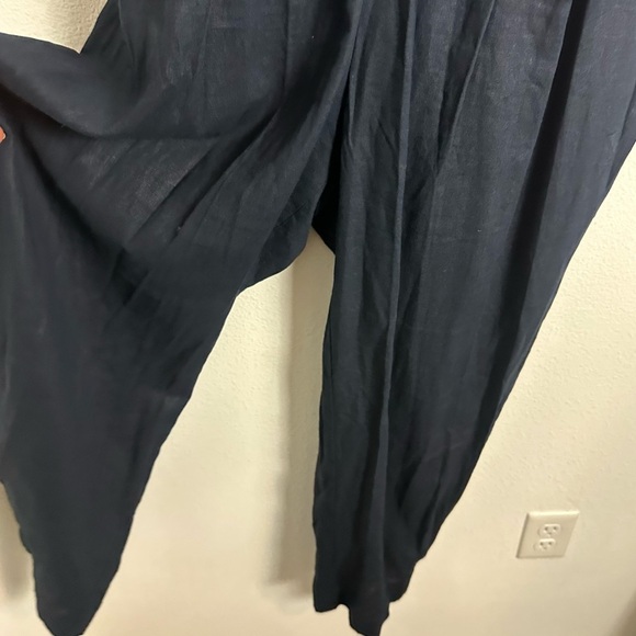 Zara Navy Linen Jumpsuit Size L * no belt - Picture 4 of 6